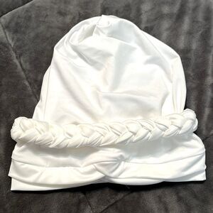 Turban Braided Ruched Headband Scarf Wrap Hat White Stretchy New